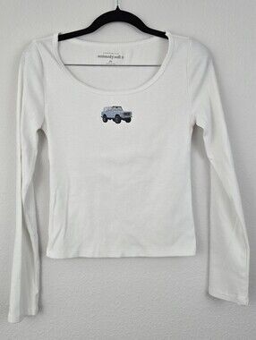 Aeropostale White Long Sleeve Seriously Soft SUV Graphic Tee